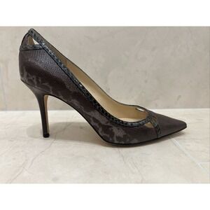 Jimmy Choo Shoes Sz US 6.5 UK 37 Pumps Brown Snakeskin Print Cutout Pointed Toe